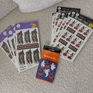 Vintage Halloween Sticker Pack Lot Cats Witches Pumpkins Ghosts
